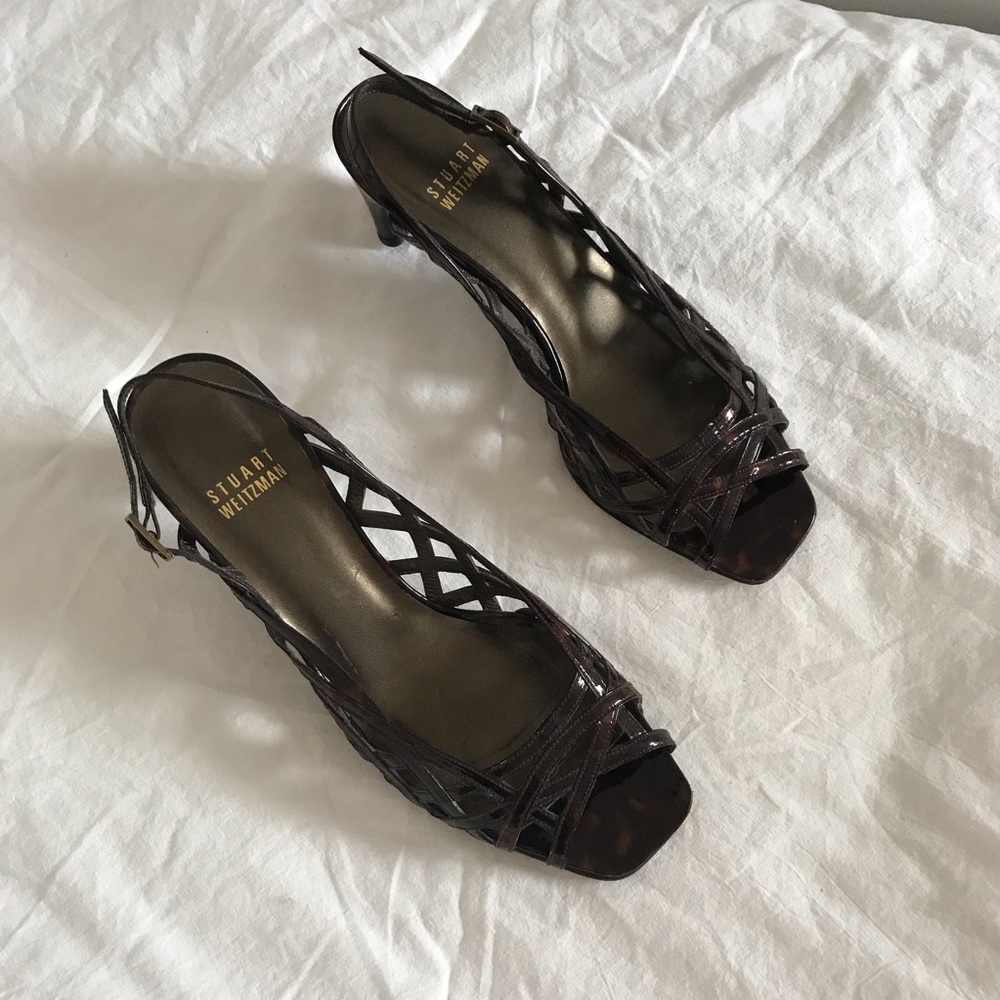 Stuart Weitzman Brown Tortoise slingback sandals